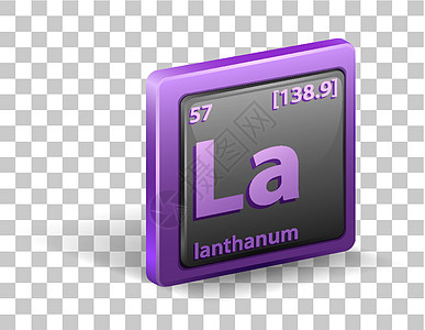 镧化学元素 具有原子序数和原子质量的化学符号教育指示牌数数数学紫色质子插图电子化学品知识图片