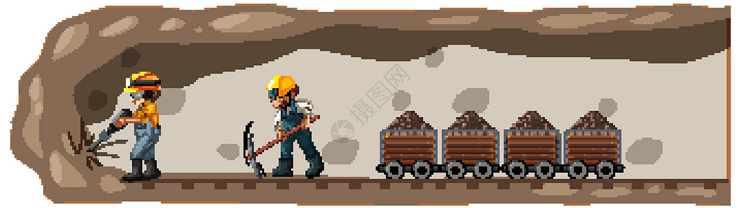 煤矿地下景观艺术地球夹子劳动全球木炭场景工人环境插图图片