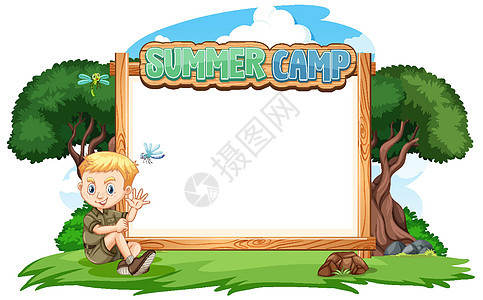 与男孩在夏季凸轮边框模板设计快乐边界娱乐男人远足插图卡通片环境旅行学生图片