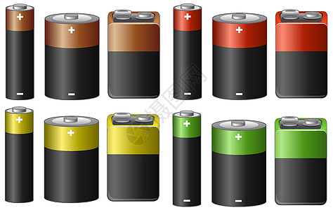 多种尺寸和颜色的电池组图片