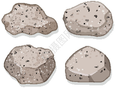白色背景上孤立的一组花岗岩天线收藏指示牌地质学石灰石石头艺术卵石大理石夹子图片