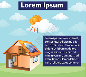 显示太阳能电池如何在家中工作的图表力量科学太阳措辞学习阳光工程气体环境卡通片图片