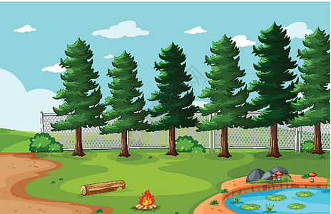 空背景自然公园场景森林艺术风景展示绘画液体环境木头松树花园图片