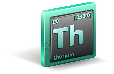 钍化学元素 具有原子序数和原子质量的化学符号知识学习空白插图绿色绘画桌子物理数学家具图片