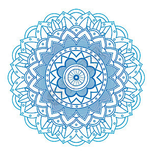 孤立背景上的曼陀罗图案动机文化指甲花冥想涂鸦花瓣圆圈卡片宗教瑜伽图片
