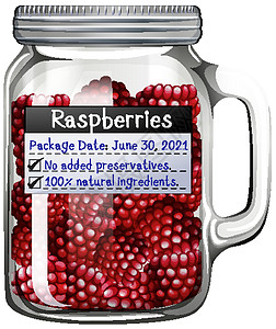 玻璃罐中的覆盆子玻璃装罐贮存插图食物艺术水果防腐剂卡通片产品图片
