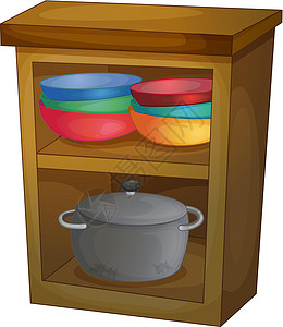 架子厨房贮存彩虹房子把手木头存储家庭货架炊具图片