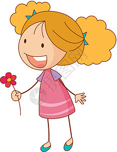 卡通女孩情感头发红色微笑裙子青年孩子卡通片数字粉色图片