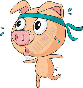 搞笑派活动小猪跑步卷曲头巾卡通片动物鼻子耳朵训练图片