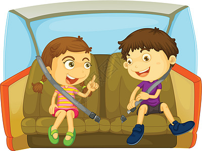 在加州卡通片孩子们椅子汽车游戏插图时间座位享受朋友们图片