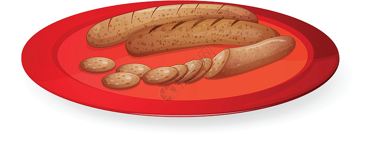香肠材料圆形棕色食物营养食品盘子飞碟草图绘画图片
