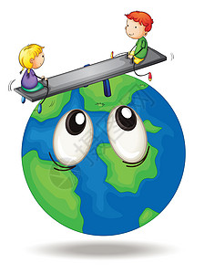 地球上的女孩孩子们在地球上玩耍草图竞争眼睛乐趣享受女士运动土地跷跷板游戏设计图片