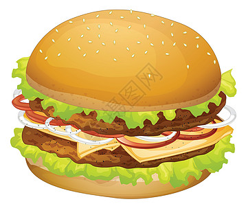 汉堡包食品午餐营养绿色食物芝士洋葱圆形沙拉剪贴图片