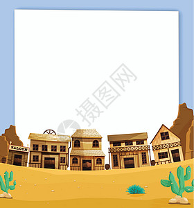 西部狂野卷曲邀请函历史沙漠酒店横幅车轮沙龙城市卡通片图片