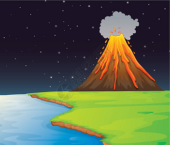 火山卡通片插图地理星星科学气体海岸盘子岩石剪贴图片