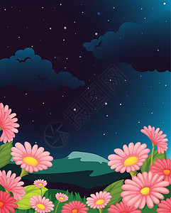 鲜花背景花朵绘画天空栖息地场地乡村环境森林卡通片绿色图片