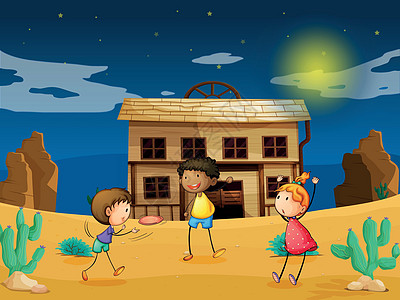 孩子和房子风景岩石女士女性木头场景男性女孩沙漠车轮图片
