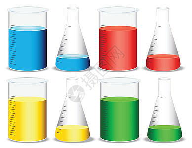 玻璃器具测试化学草图绿色化学品蓝色烧瓶液体烧杯卡通片图片