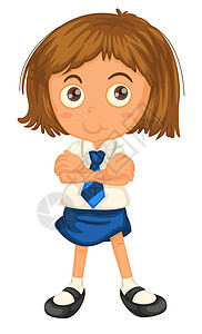 穿校服的女孩蓝色裙子卡通片孩子们领带幼儿园女士学生草图小学图片