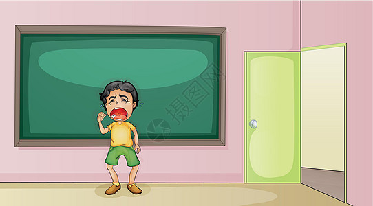 在教室里哭瞳孔学生男性疼痛孩子眼泪班级男生黑板情绪化图片