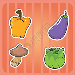 蔬菜营养绿色植物紫色食品食物茄子农业黄辣椒绘画剪贴图片