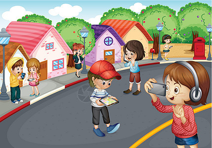 儿童网络朋友们住宅友谊建筑邻里邮箱邮件技术街道图片