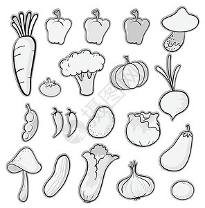 各种蔬菜线条营养菜花剪贴线稿食物茄子墙纸艺术农业图片