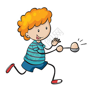 男孩在鸡蛋和勺子比赛中奔跑刀具蓝色红色金属半裤孩子们橙子卡通片跑步男生图片