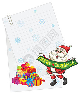 圣诞老人礼品盒和纸不木板节日草图脚本笔记礼物男性乐趣男生单词图片
