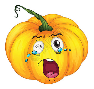 哭泣的南瓜白色草图绘画眼睛小吃食物橙子蔬菜卡通片愤怒图片