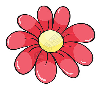 a 红花黄色阴影雏菊植物绘画圆圈庆典植物群圆形脆弱性图片