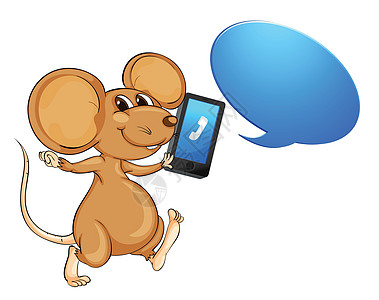 鼠标移动并打电话给你绘画荒野卡通片动物老鼠蓝色技术微笑哺乳动物讲话图片