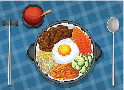 一个 foo早餐绘画餐具蔬菜美食服务炊具盘子沙拉午餐图片