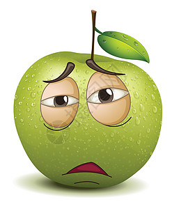 悲伤的苹果微笑绘画水果草图圆形情绪化食品艺术笑脸情感绿色图片