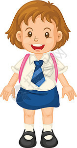 女 女童白衬衫绘画棕色女士教育解雇裙子学习领带微笑图片
