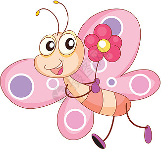 滑稽的生物粉色动物插图翅膀漫画眼睛漏洞卡通片蝴蝶昆虫图片