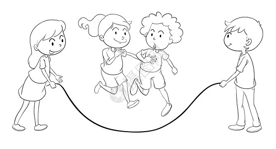 玩儿童游戏绘画女性跳绳头发男性艺术线条图表数字工作图片