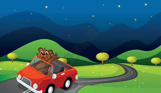 熊和加州绘画星星街道丛林农村场景荒野天空路线货车图片
