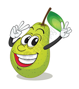 梨食物眼睛微笑蔬菜草图水果树叶营养绿色绘画图片