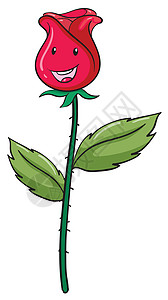粉色花蕾和计划绿色玫瑰数字动物群植物群图表叶茎绘画微笑叶子图片