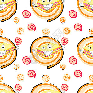 三明治黄色包子眼睛绿色营养食物情绪平铺蔬菜牙齿图片