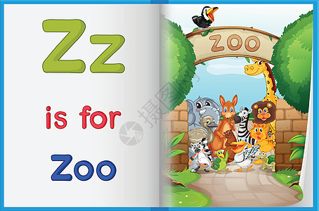 词汇学习表插图语言动物动物园字母软垫卡通片小写工作记事本图片