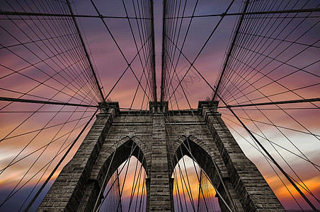 美国纽约市布鲁克林桥旅游建筑学运输摩天大楼蓝色景观地标城市天空旅行图片