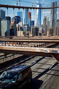 纽约市布鲁克林大桥天际市中心交通街道城市建筑学中心旅游蓝色地标图片