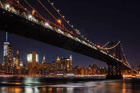 曼哈顿夜桥旅行日落蓝色地标天空景观建筑学金属摩天大楼建筑图片