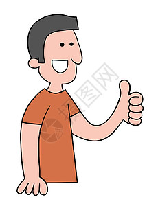 卡通人物竖起大拇指矢量图手指绘画男性投票社会社区男人按钮插图卡通片图片