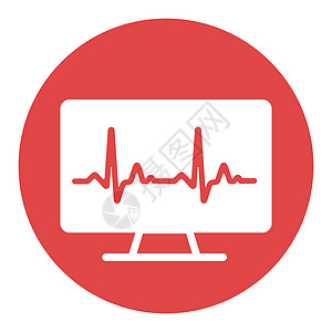 计算机诊断矢量白色字形图标 医疗信号图片