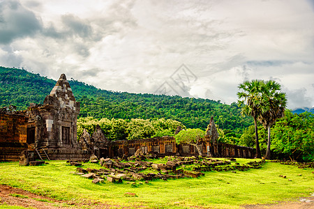占巴塞Vat Phou或Wat Phu是教科文组织在南老挝尚帕萨克省的世界遗产遗址传统巴色地标文化游客寺庙旅游历史宗教旅行背景
