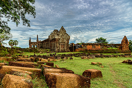 Vat Phou或Wat Phu是教科文组织在南老挝尚帕萨克省的世界遗产遗址世界旅行宗教建筑岩石地标高棉语遗产历史建筑学图片