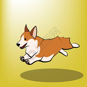 一只柯基狗的可爱卡通矢量插图它正在奔跑标识小狗猎犬朋友徽章海报别针贴纸卡通片新年图片